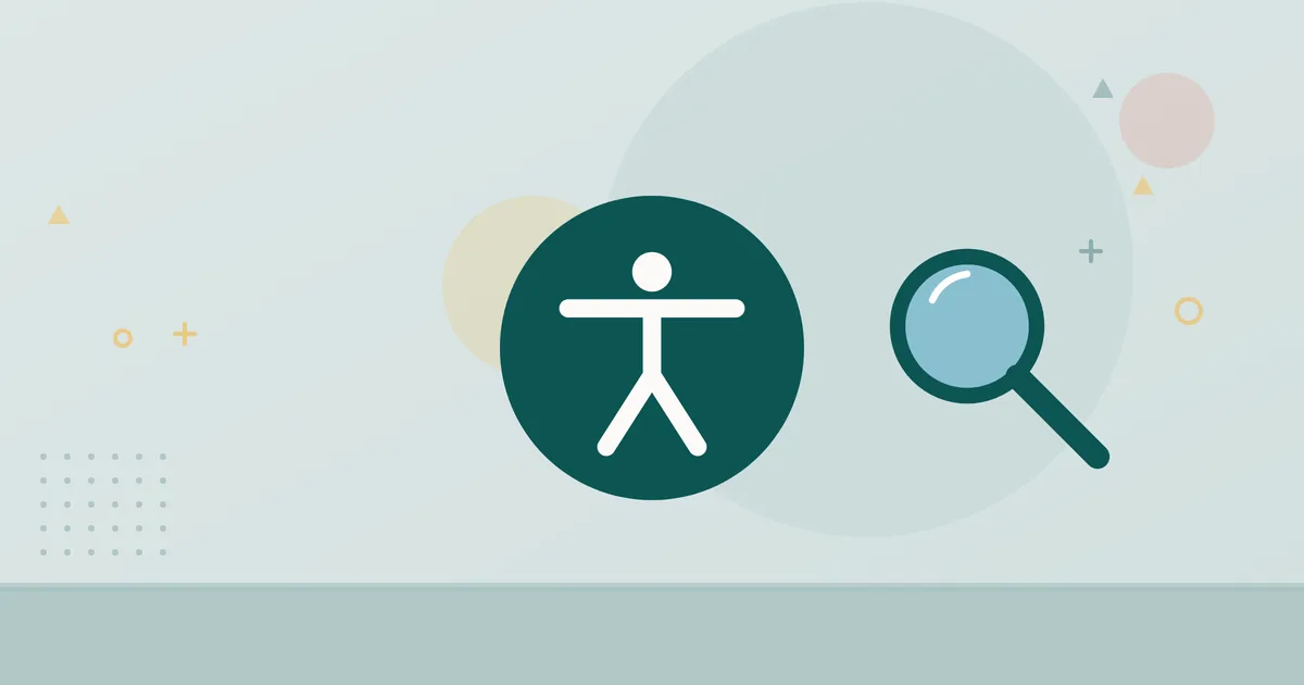 Illustration: Barrierefreiheits-Symbol und Lupe – Erklärung zur Barrierefreiheit