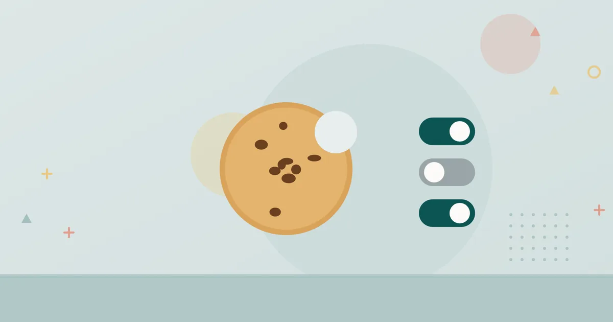Illustration: Keks und drei Schalter für Einstellungen – Cookie-Einstellungen
