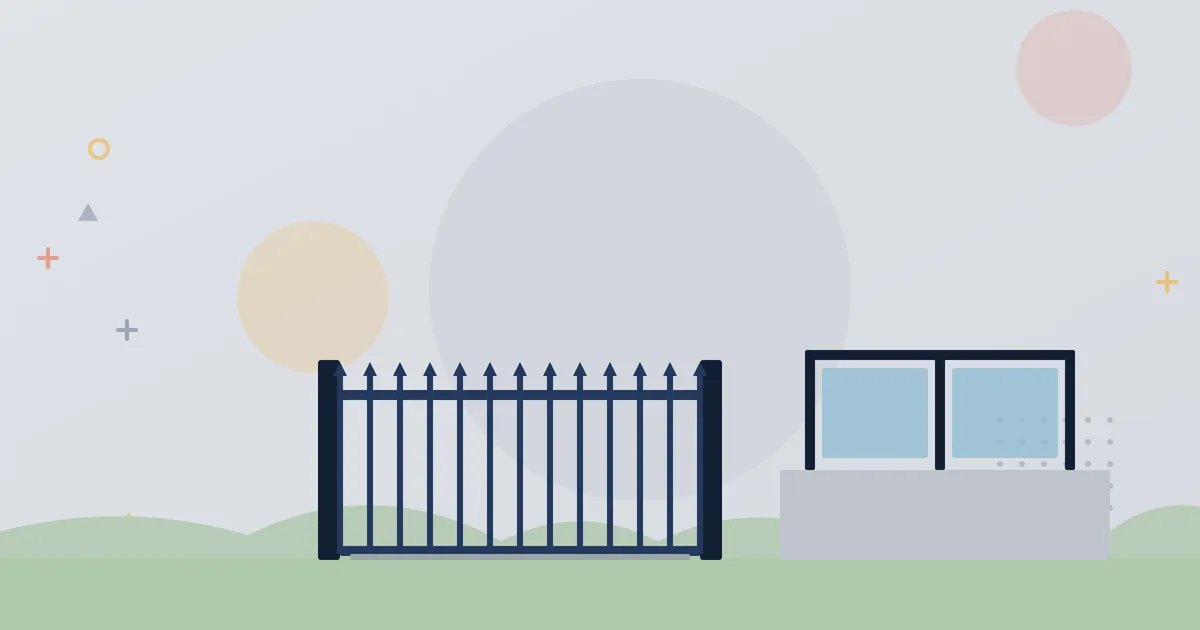 Illustration: sliding gate and glass railing on a terrace – gates, railings and fences, IC MONTAGE